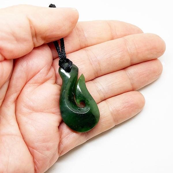 Simple Genuine New Zealand Greenstone Hook Necklace - Image 2