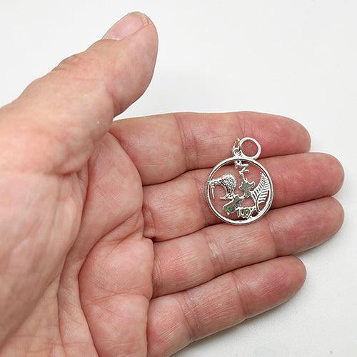 Sterling Silver NZ Icons Kiwi Map Fern Charm - Image 3