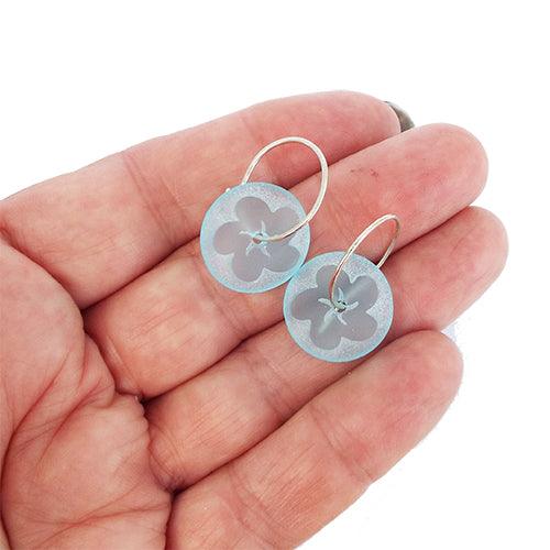 Stone Arrow NZ Blue Glass Frangipani Earrings - Image 2
