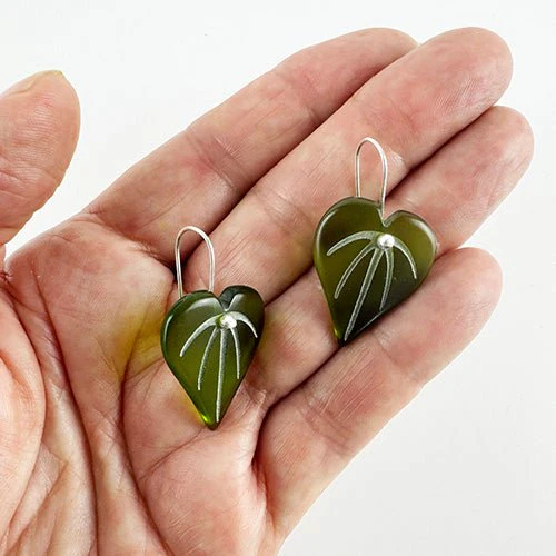 Stone Arrow Eco Green Glass Kawakawa Earrings - Image 3