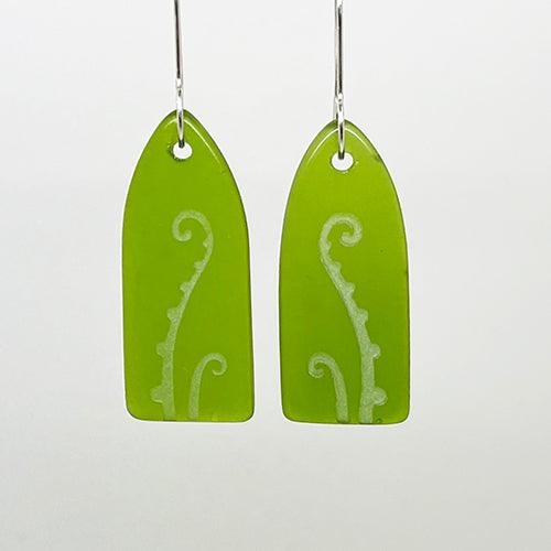 Stone Arrow Recycled Glass Fern Earrings - Image 2