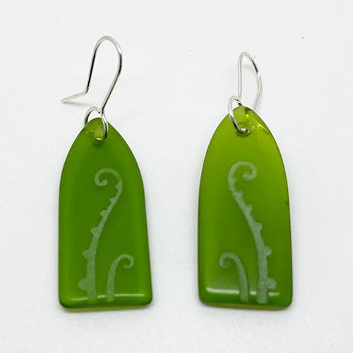 Stone Arrow Recycled Glass Fern Earrings - Image 3