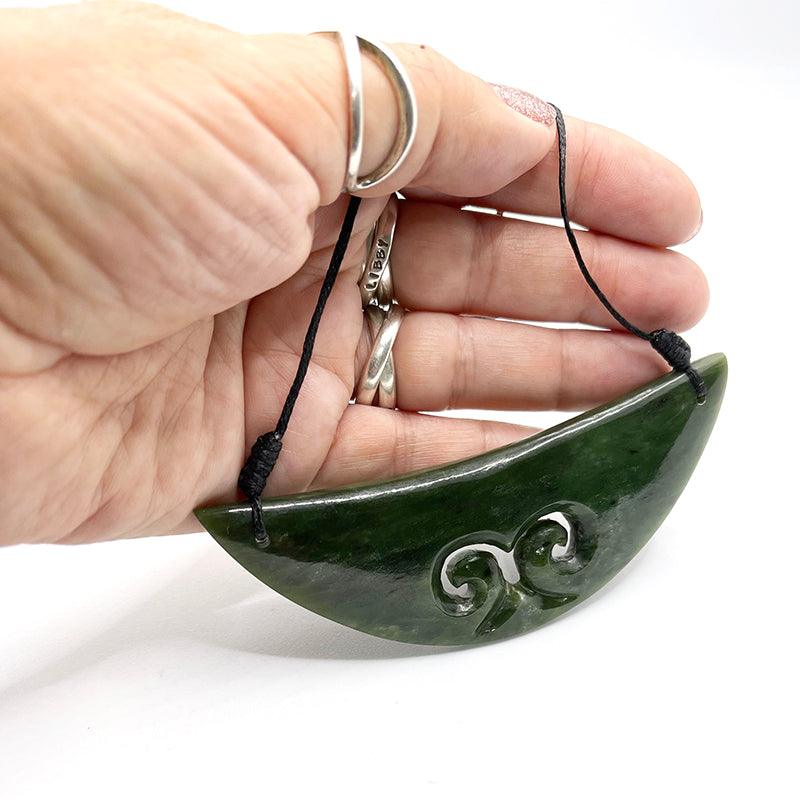 Stunning 11cm Genuine NZ Greenstone Breastplate Necklace with Koru - Image 2