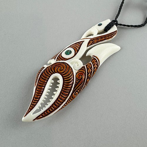 Stunning Maori Manaia Design Bone Necklace
