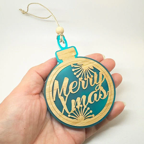 Teal NZ Merry Christmas and Pohutukawa Ornament - Image 2