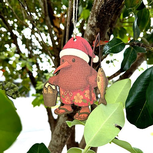 Unique Kiwiana Santa Kiwi Fisherman Christmas Ornament - Image 2