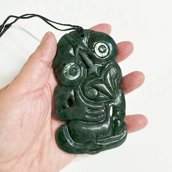 Whopper 11cm Genuine NZ Greenstone Tiki Necklace - Image 2